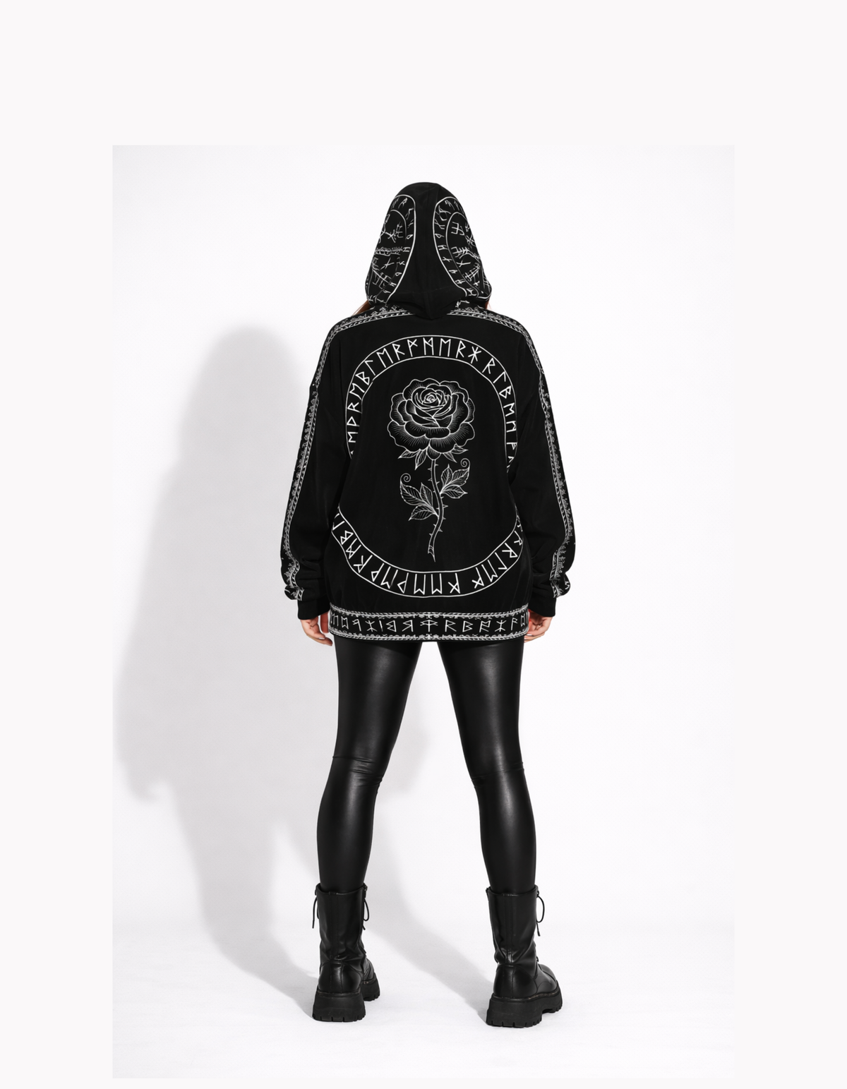 Gotischer Kapuzenpullover mit Reißverschluss - Dark Occult Rune Circle