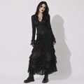 Gotischer Spitzen-Maxirock Night Kiss | Romantischer Gothic-Darkwear | Schwarzer alternativer Spitzenrock