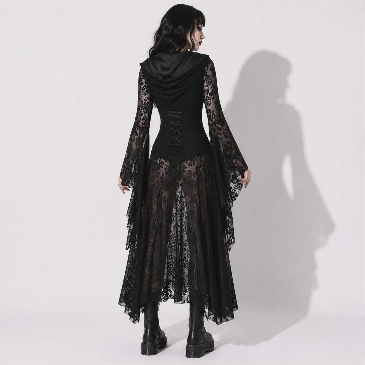 Dunkles gotisches viktorianisches Noir-Kleid | Black Cathedral Spitzenkleid