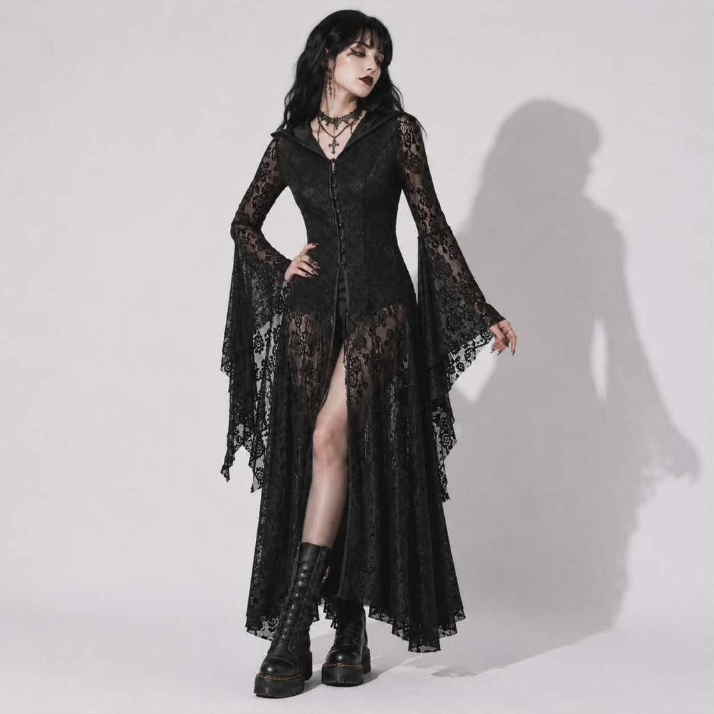 Dunkles gotisches viktorianisches Noir-Kleid | Black Cathedral Spitzenkleid