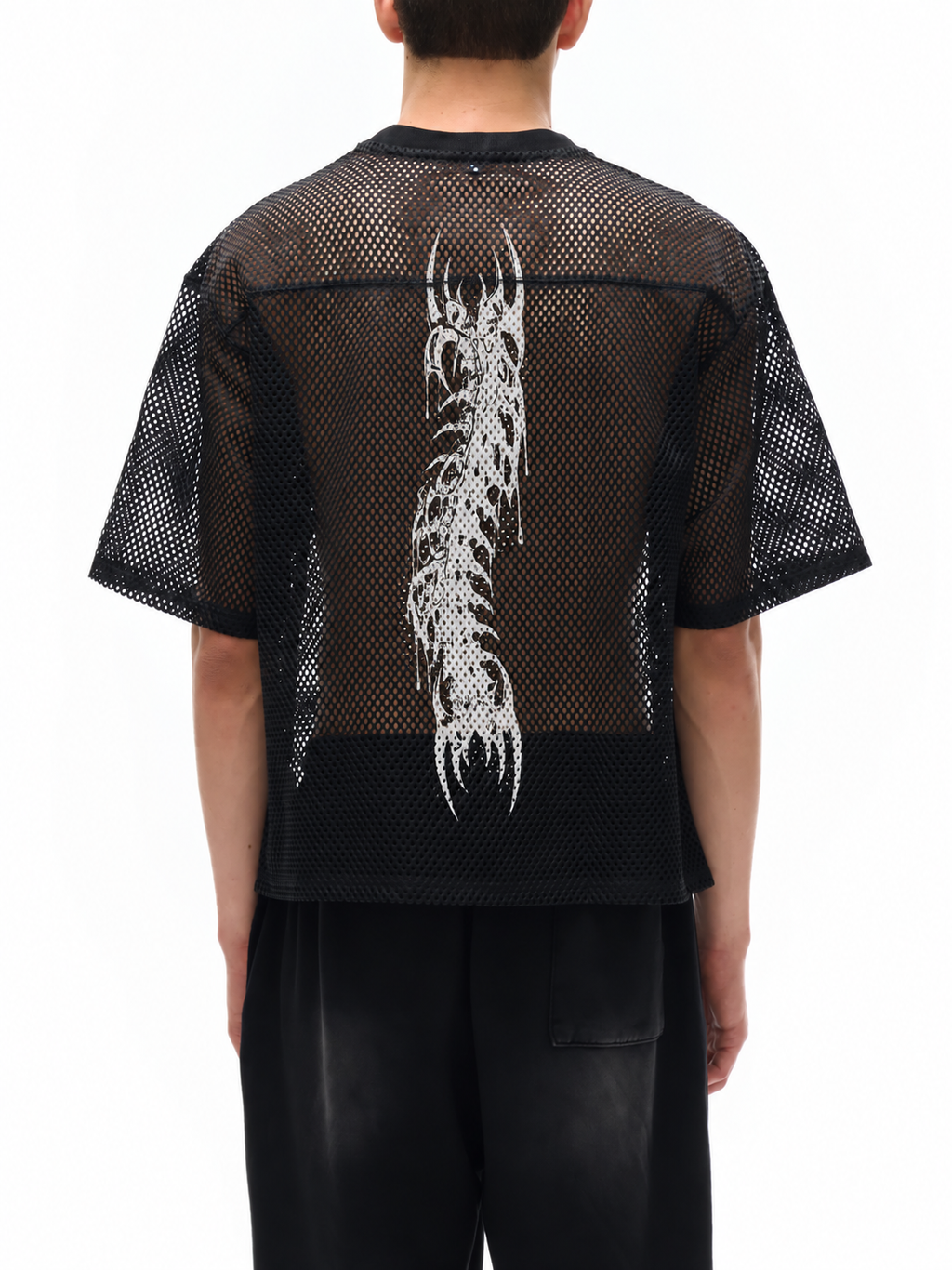 Gotisches Oversize-Mesh-Shirt | Demoncore Black – 260 GSM