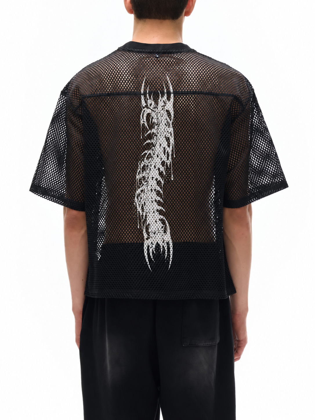 Gotisches Oversize-Mesh-Shirt | Demoncore Black – 260 GSM