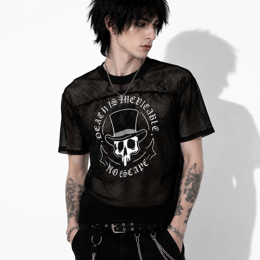 Gotisches Unisex-Netzshirt Dark Cathedral | Mesh Gothic Streetwear