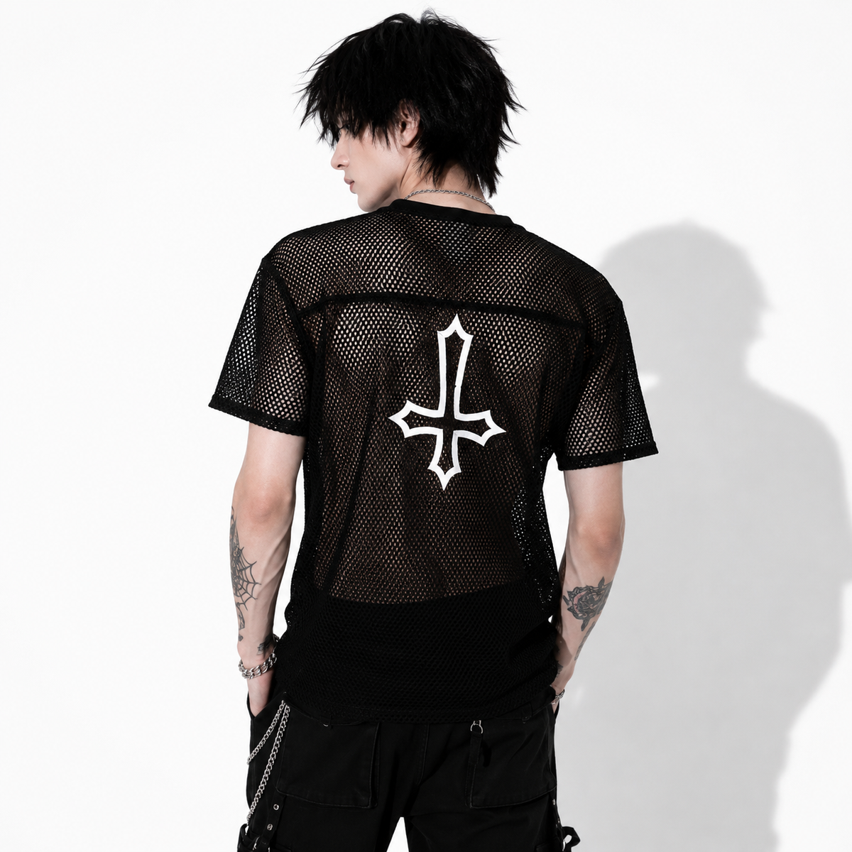 Gotisches Unisex-Netzshirt Dark Cathedral | Mesh Gothic Streetwear