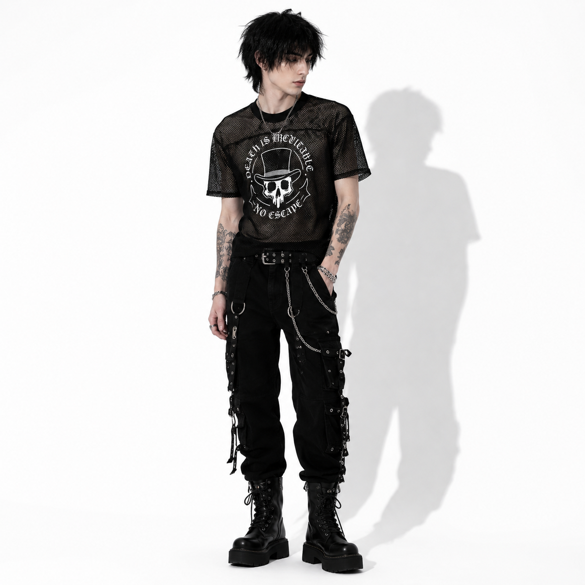 Gotisches Unisex-Netzshirt Dark Cathedral | Mesh Gothic Streetwear