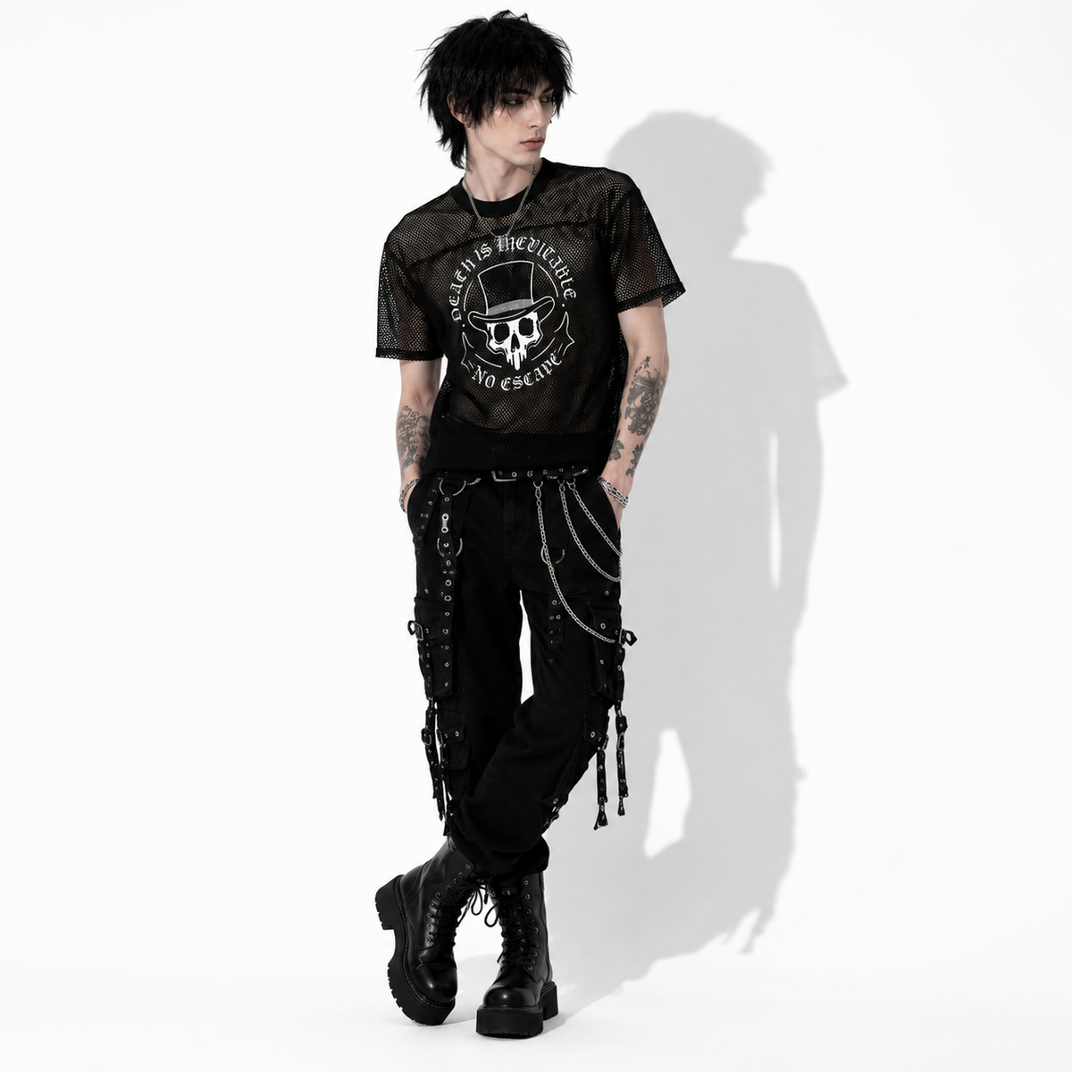Gotisches Unisex-Netzshirt Dark Cathedral | Mesh Gothic Streetwear