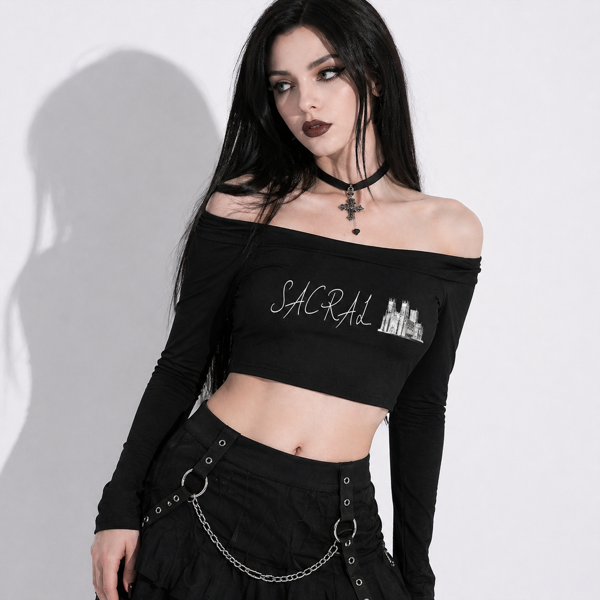 Gotisches Off-Shoulder-Top | SACRAL Gothic Dark Aesthetic
