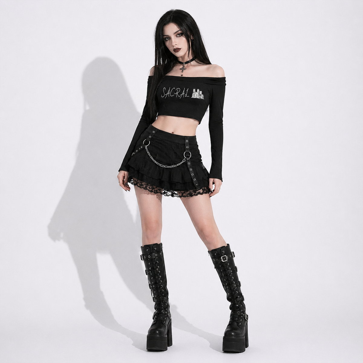 Gotisches Off-Shoulder-Top | SACRAL Gothic Dark Aesthetic