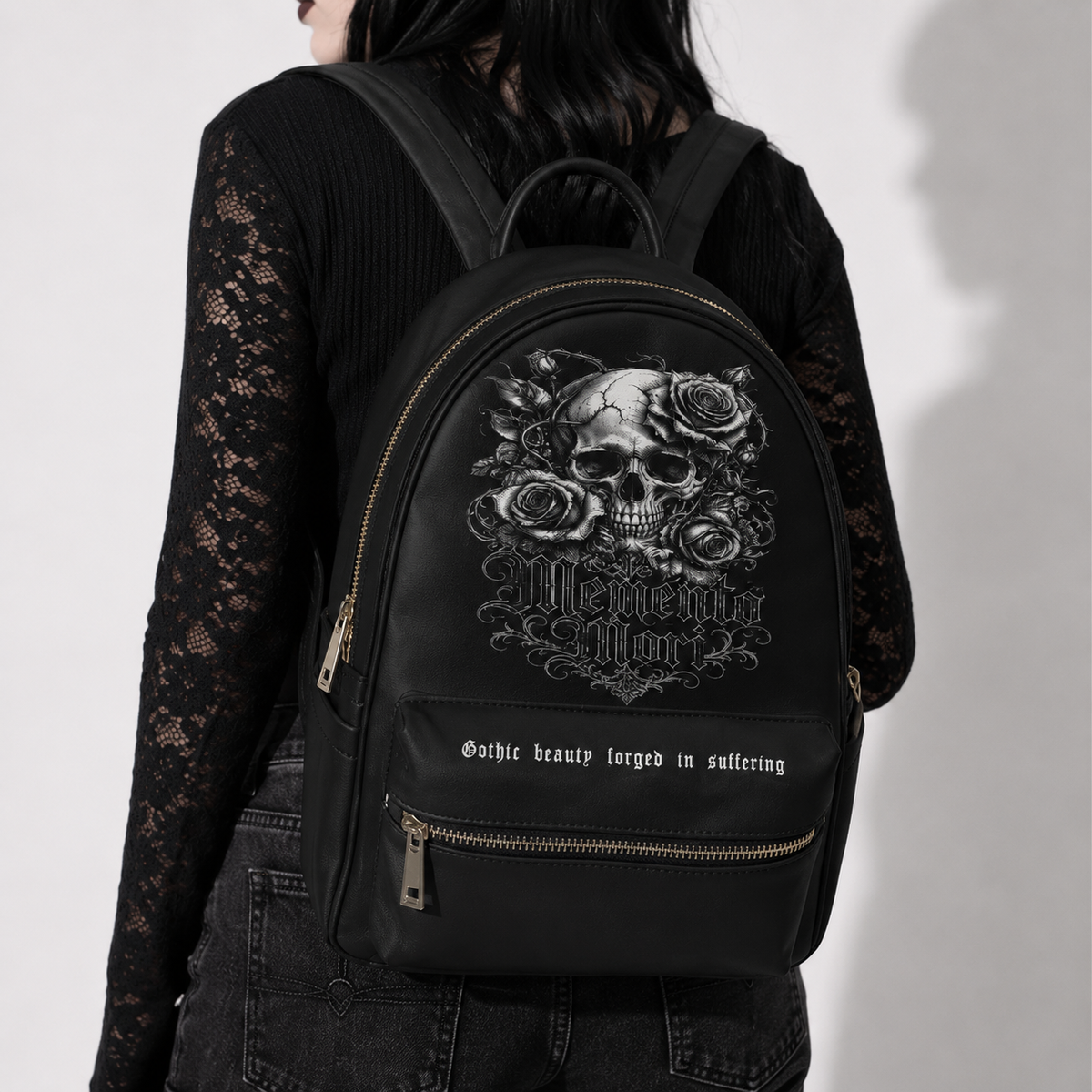 Gotischer Memento-Mori-Rucksack | Viktorianischer Darkwear-Rucksack