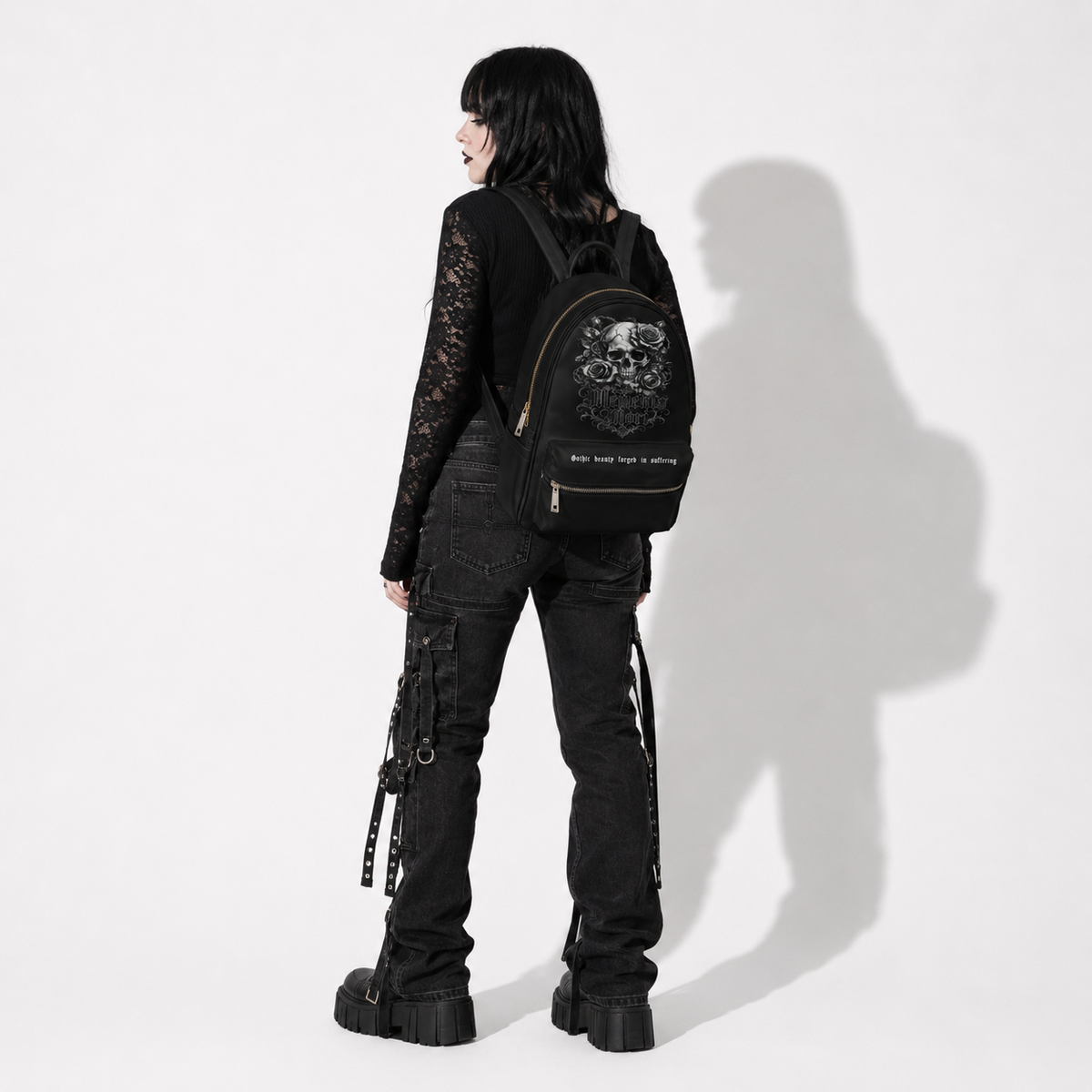 Gotischer Memento-Mori-Rucksack | Viktorianischer Darkwear-Rucksack