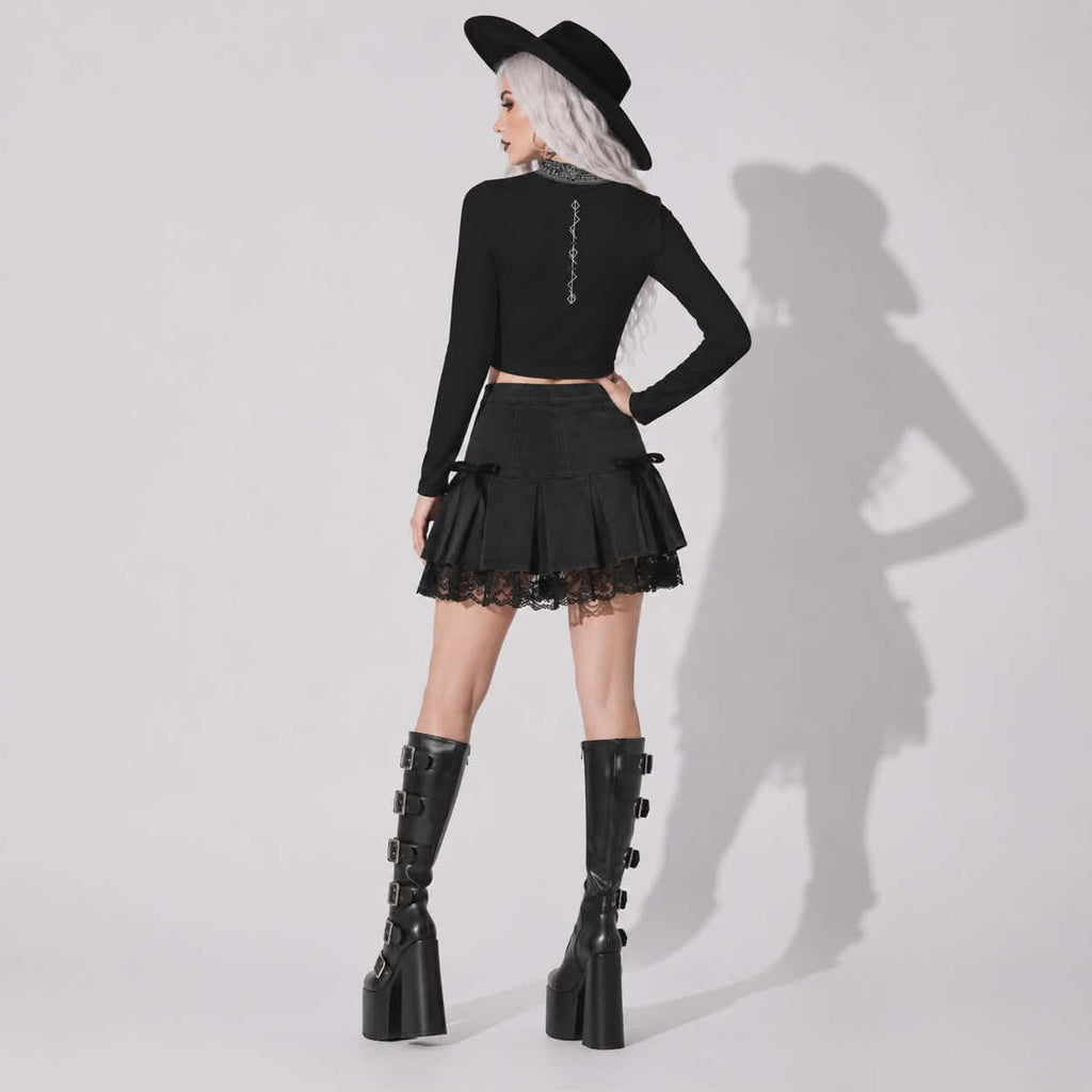Gotisches Astral Rose Top | Occultes Cut-Out-Crop-Top