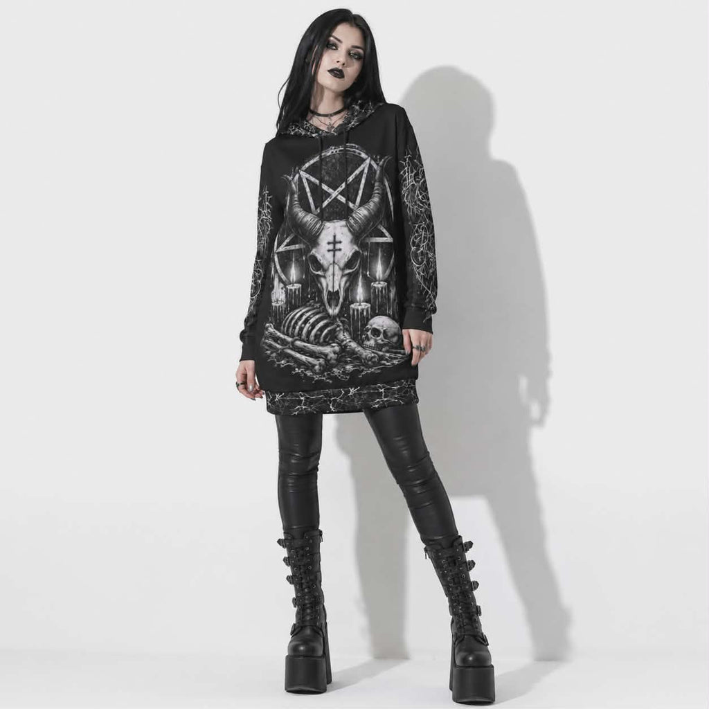 Gotischer Kapuzenpullover Regular Fit Demon Velvet | Occult Cathedral Hoodie