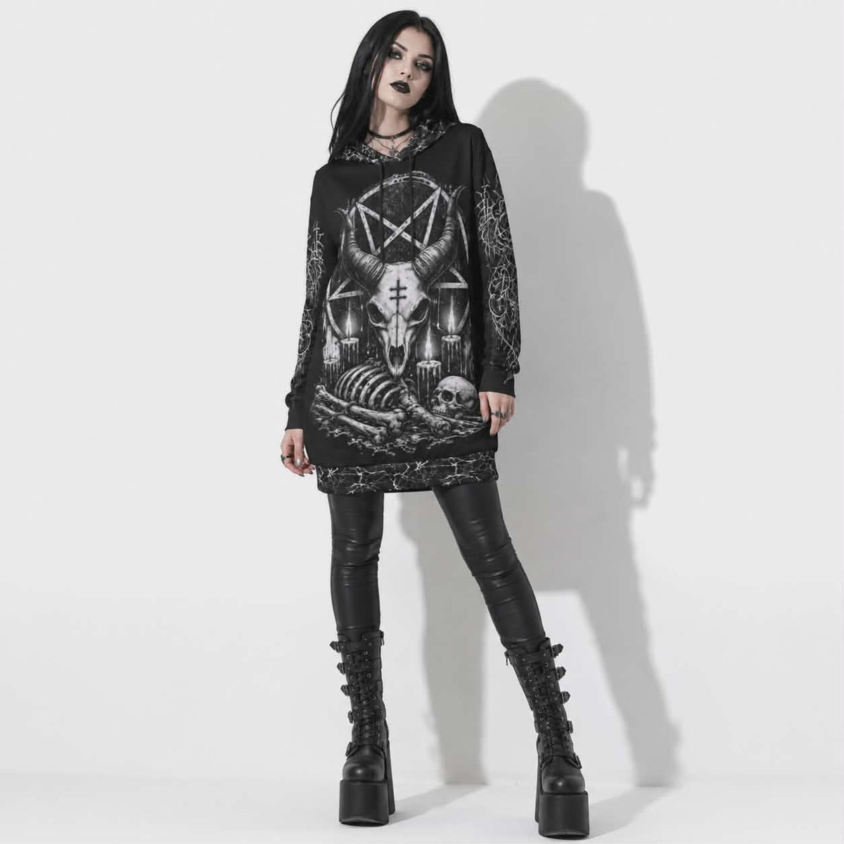 Gotischer Kapuzenpullover Regular Fit Demon Velvet | Occult Cathedral Hoodie
