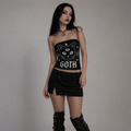 Gotisches ärmelloses Crop-Top | Occult Cat Familiar Bandeau-Top | Gothicana Nocturne