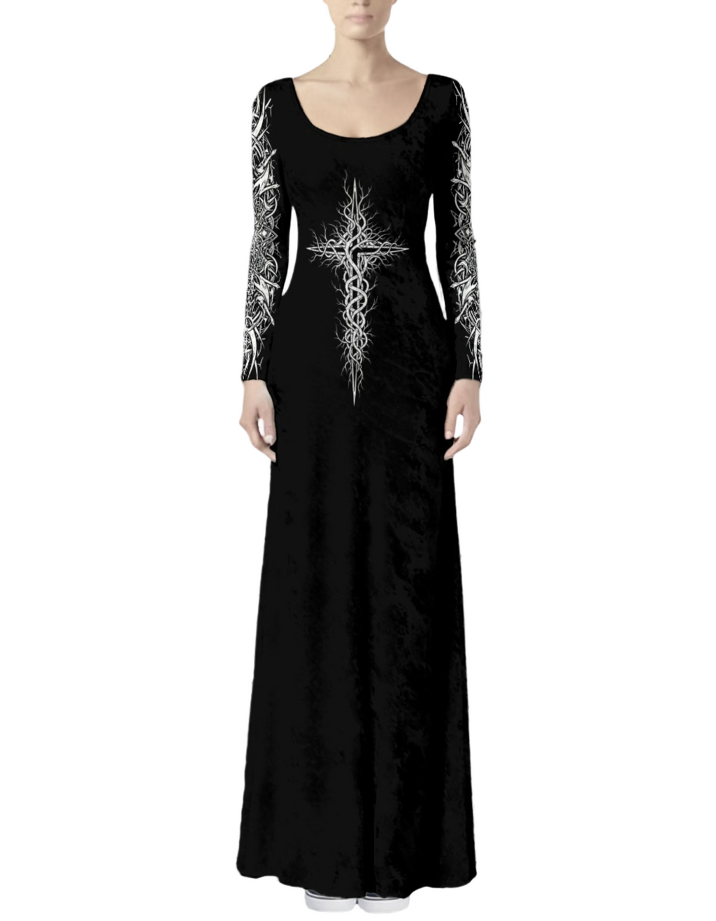 Gothic Maxi Dress Dark Cross