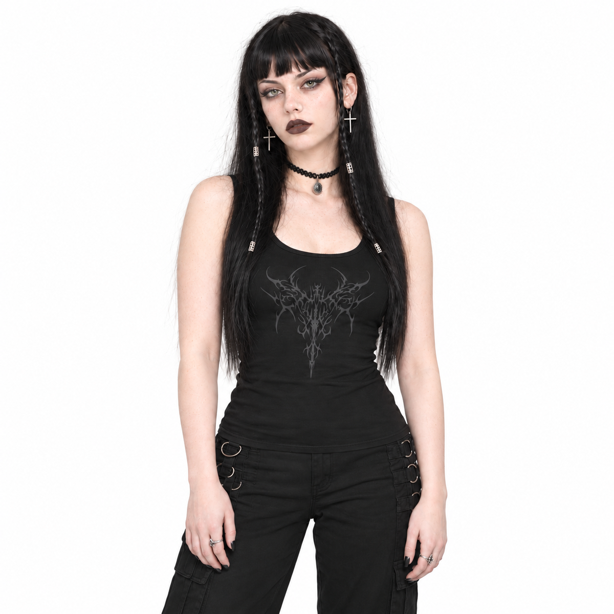 Damen Gothic Tank Top – GRUNGE GOTH SIGIL 667 | Figurbetont aus Baumwolle