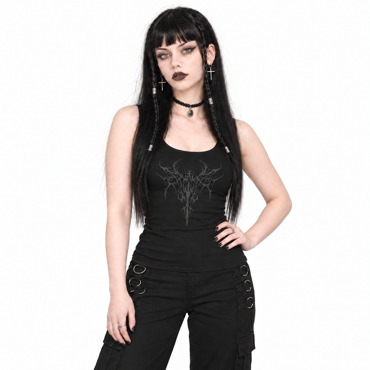 Damen Gothic Tank Top – GRUNGE GOTH SIGIL 667 | Figurbetont aus Baumwolle