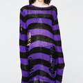 Damen Grunge Goth Oversize Pullover | Purple Witch Distressed Strick