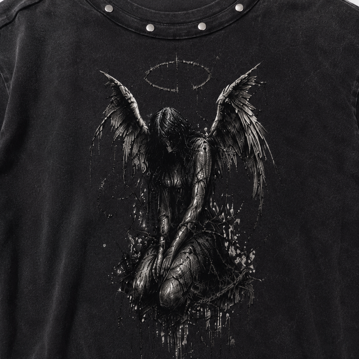 Grunge Angel Oversize Vintage Washed T-Shirt | 100% Baumwolle 285 GSM | Unisex