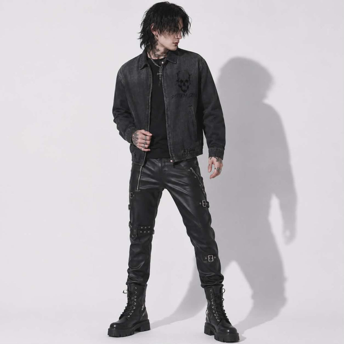 Grunge Goth Jeansjacke „Rotten Soul“ | Unisex Vintage Washed Denim | Alternative Gothic Grunge Jacke 320 GSM