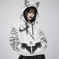 Damen-Sweatshirt Grunge Goth mit Katzenohren | Anarchy Cat Escape | 230 GSM