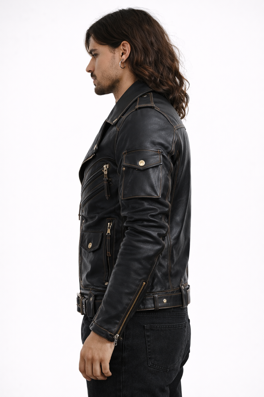 Metallische Lederjacke Basic Antisystem Armor