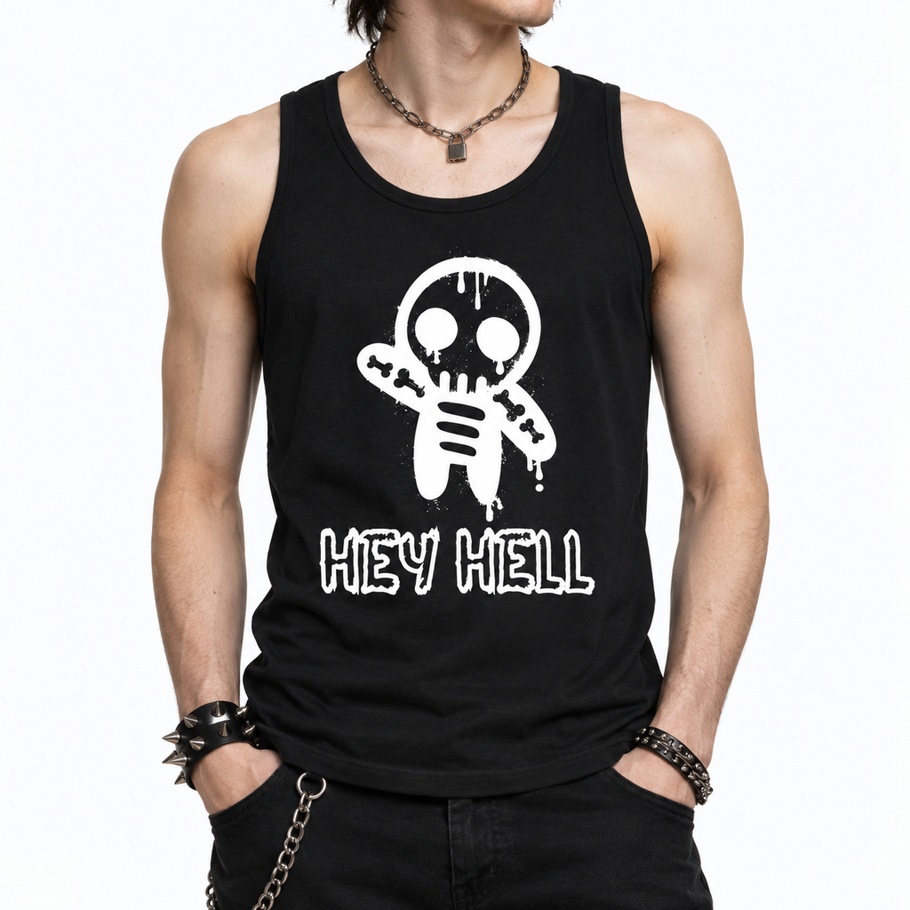 Punk Gothic Tank Top Herren – HEY HELL | Baumwolle 203 GSM