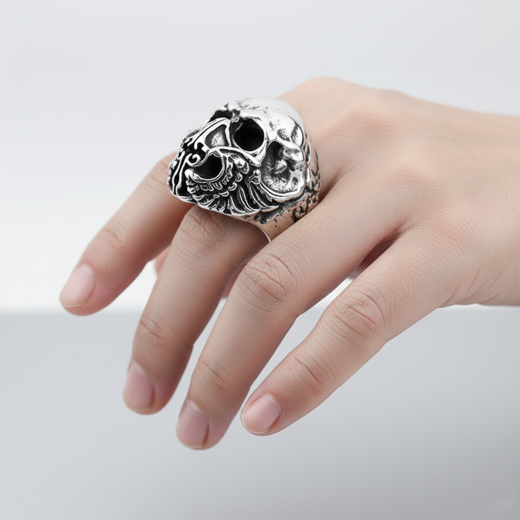 Black-Metal-Ring Totenkopfmaske