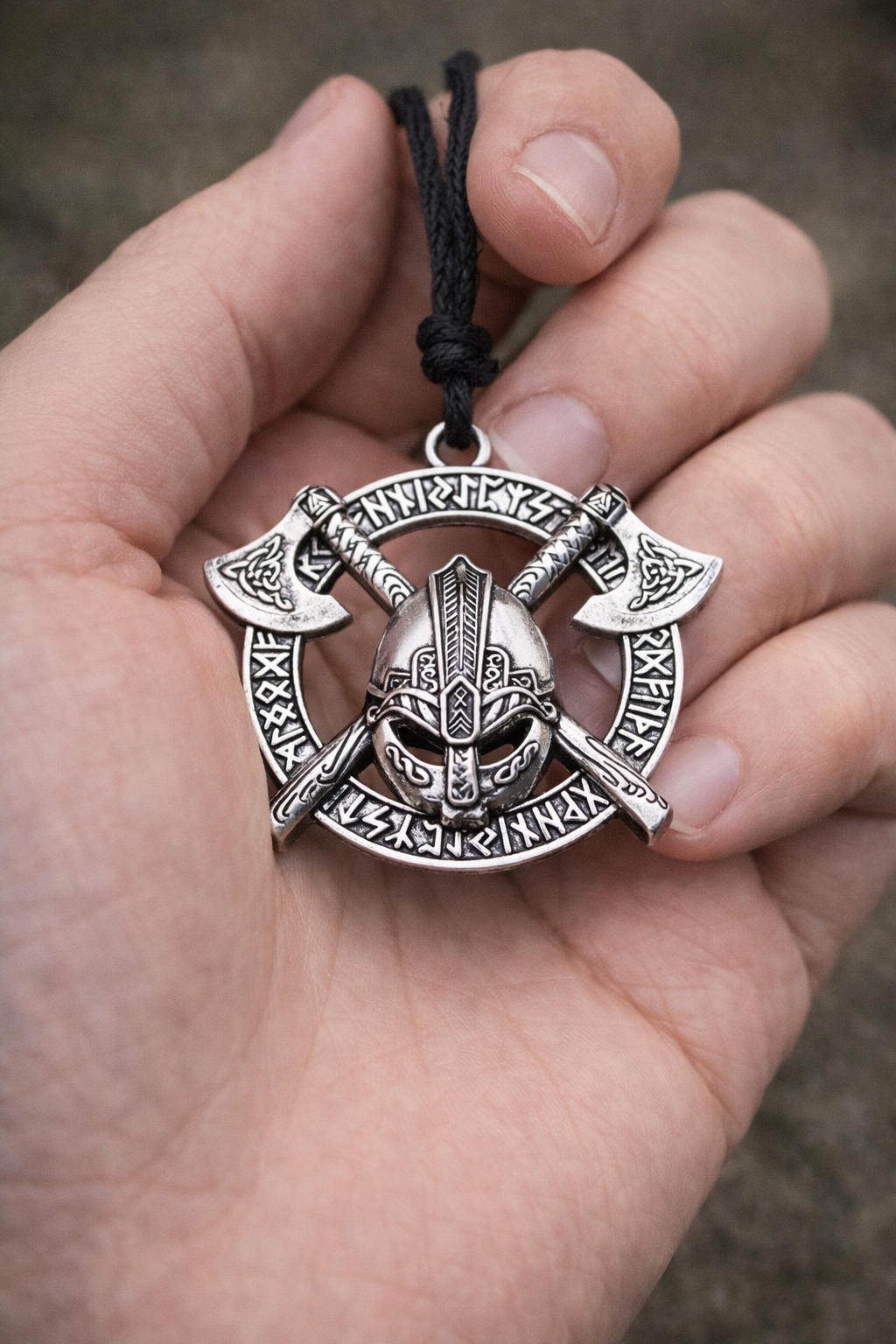 Nordische Odin Krieger Symbol Halskette Silber