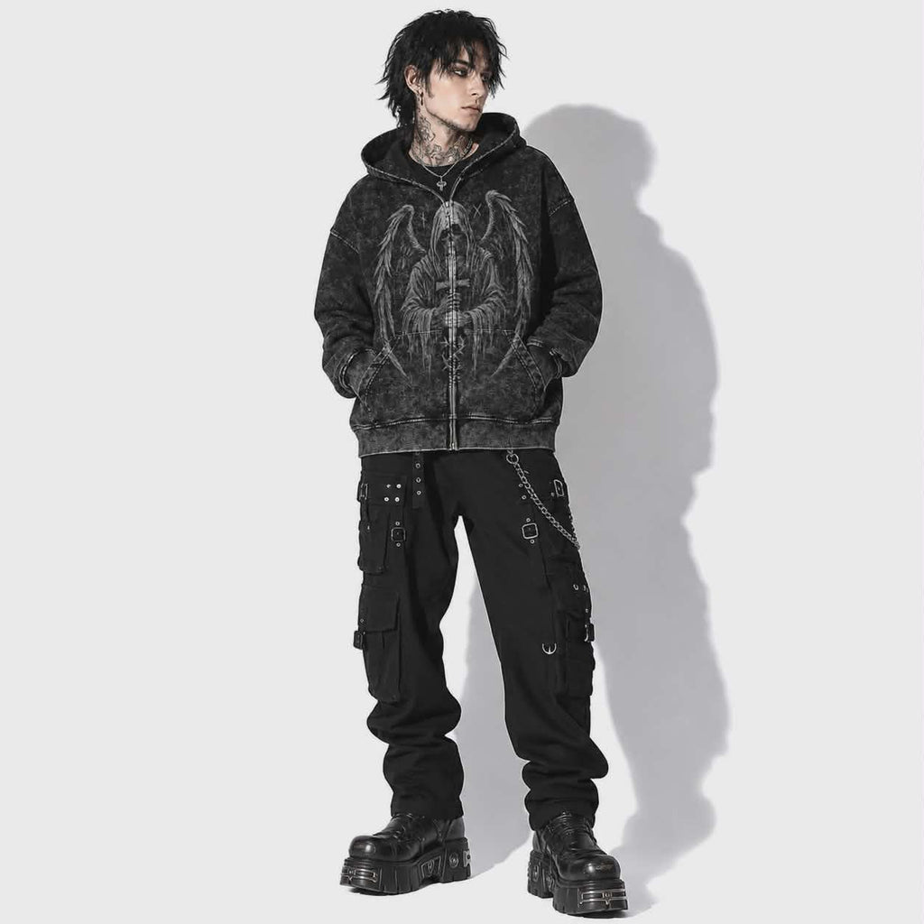 Gotischer Oversize-Hoodie 440 GSM | Fallen Cathedral Full-Zip Hoodie