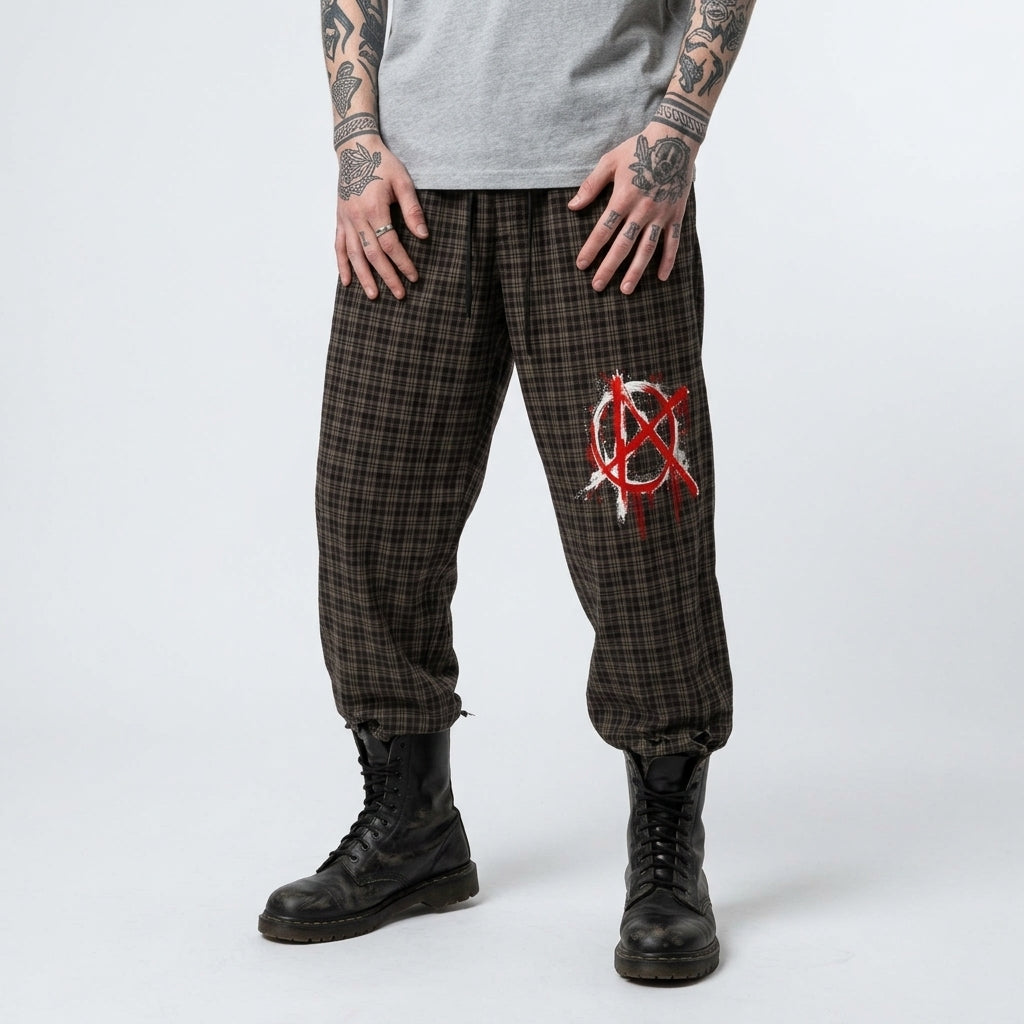Unisex Punk-Hosen mit Karomuster Anarchy Riot | Punk Rock Plaid