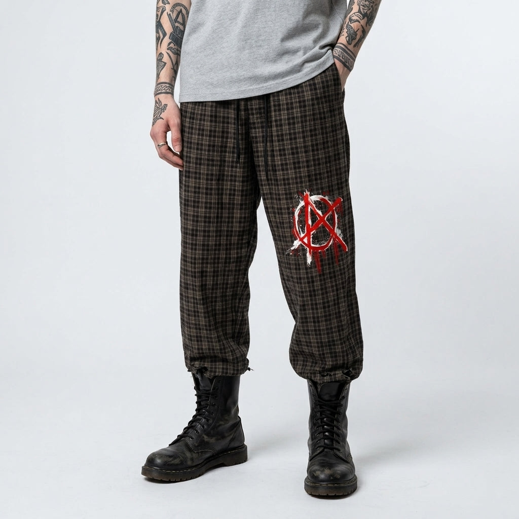 Unisex Punk-Hosen mit Karomuster Anarchy Riot | Punk Rock Plaid