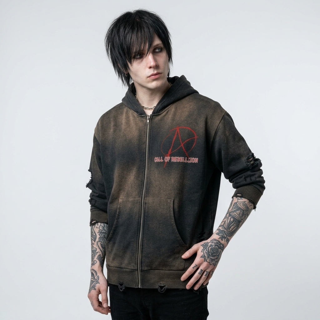 Punkowa Bluza Grunge Oversize Call of Rebellion | Ultra Heavy 760 GSM