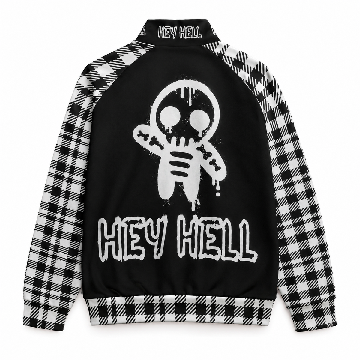 HEY HELL Punk Gothic Jacke mit Karomuster | Y2K Grunge Zip-Jacke