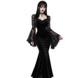 Romantic Witch Gothic Maxikleid | Black Nocturne – Mit Spitzenärmeln