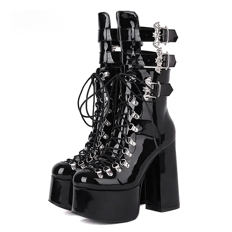 Gothic-Stiefeletten mit Plateau Dark Trace Gothic Boots