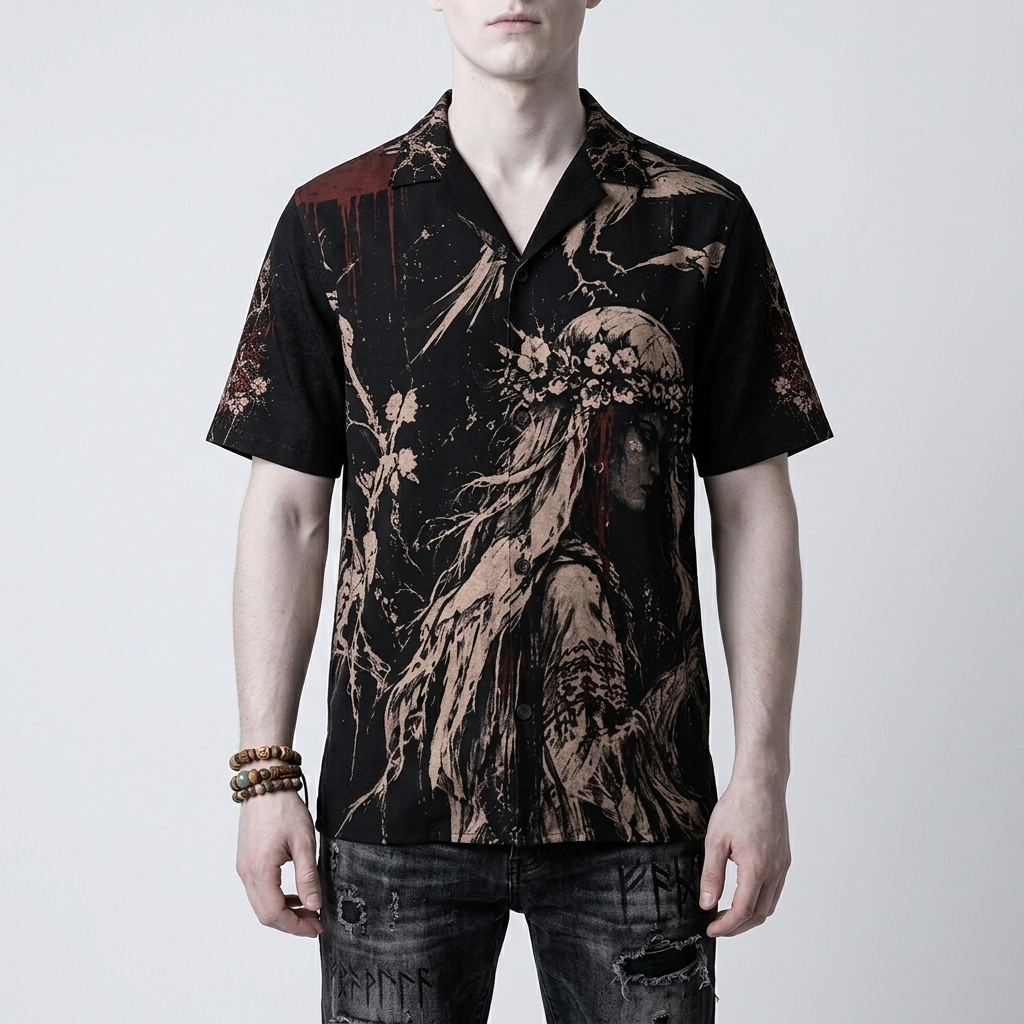 Slawisches Gothic-Hemd AOP | Herrin des Schwarzen Waldes | Premium Slavic Gothic