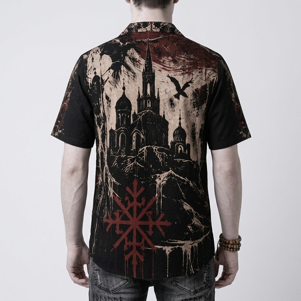Slawisches Gothic-Hemd AOP | Herrin des Schwarzen Waldes | Premium Slavic Gothic