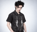 Herren Gothic Grunge Denimhemd mit Reißverschluss | NIGHTCRAWLER – Washed Black 285 GSM