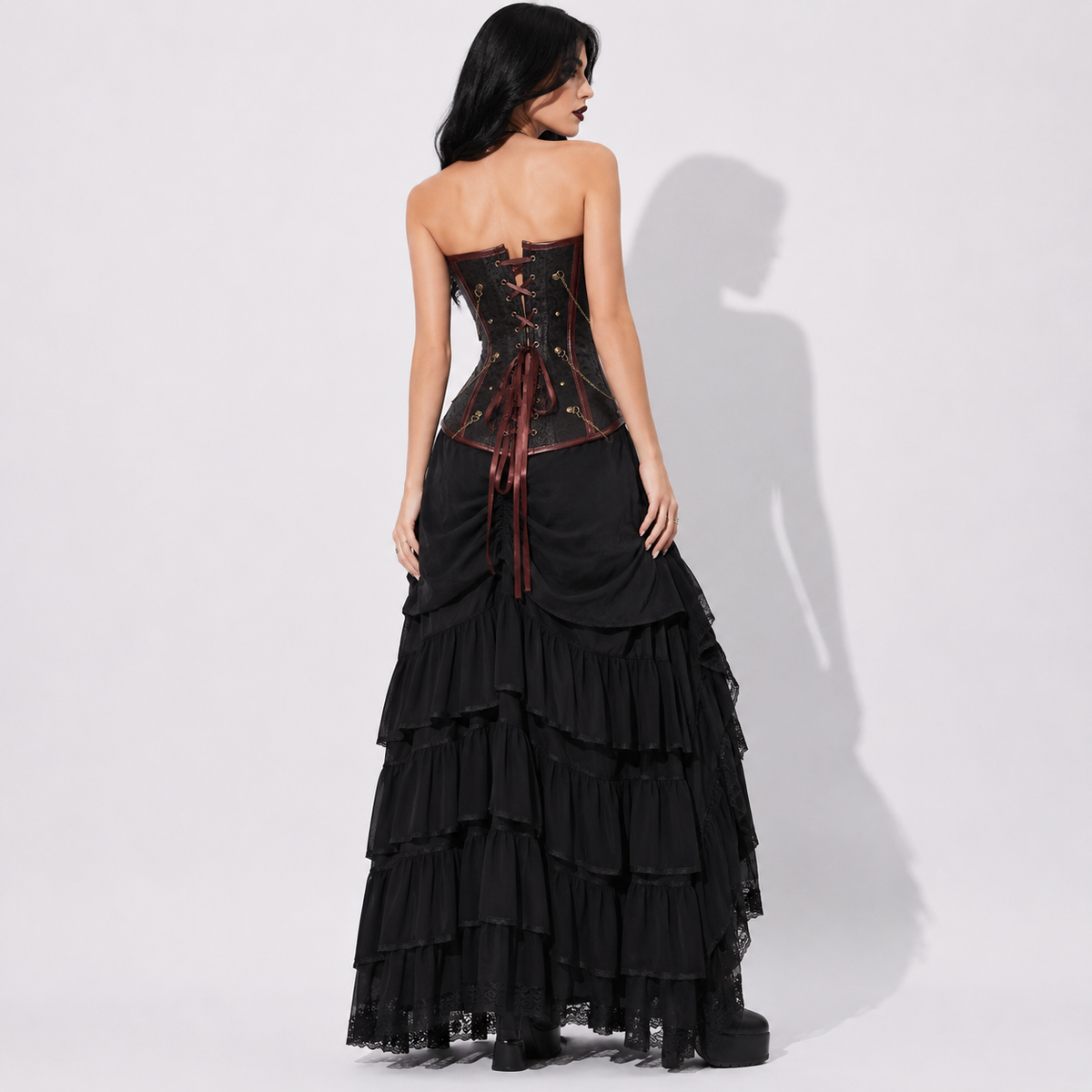 Viktorianisches gotisches Korsett Dark Tower Princess – Steampunk-Gothic-Korsett im Dark-Romance-Stil