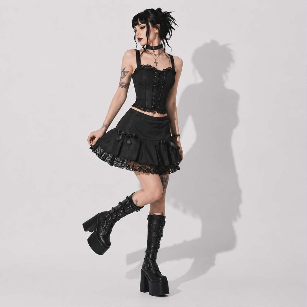 Gotischer Rock Midnight Lace | Romantischer Gothic-Minirock
