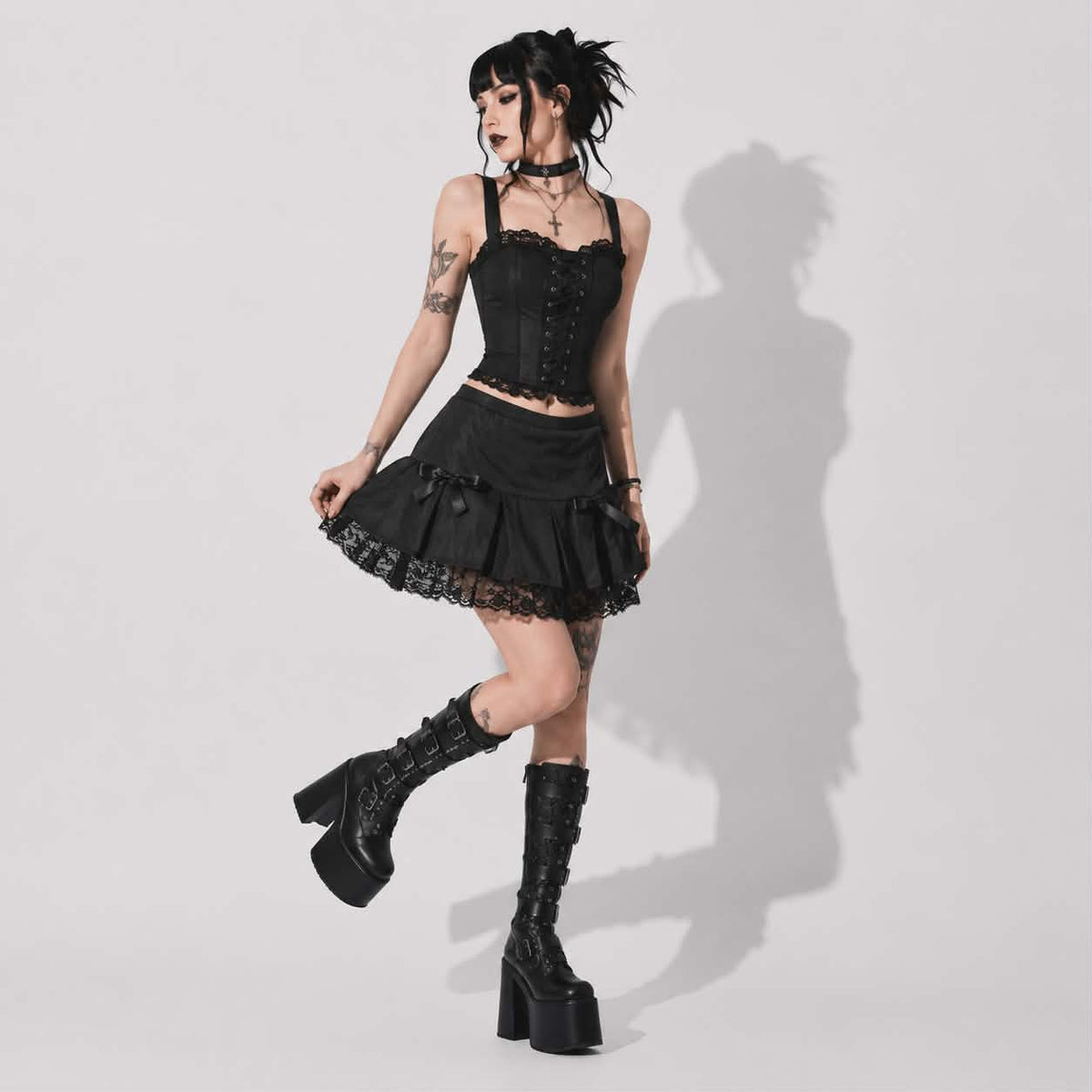 Gotischer Rock Midnight Lace | Romantischer Gothic-Minirock
