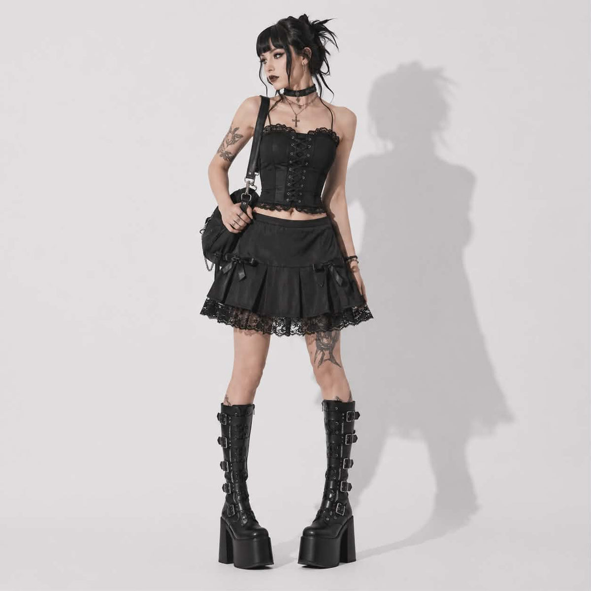 Gotischer Rock Midnight Lace | Romantischer Gothic-Minirock