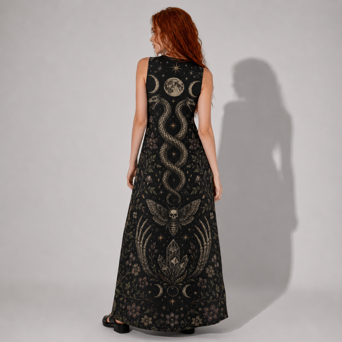 Wicca Maxi-Kleid mit Taschen – Witchcore Sommerkleid 100% Baumwolle | Whimsigoth |