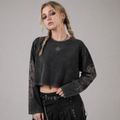 Gotisches Langarm-Crop-Top Forest Rot Moth | Witchcore Wicca | 100% Baumwolle