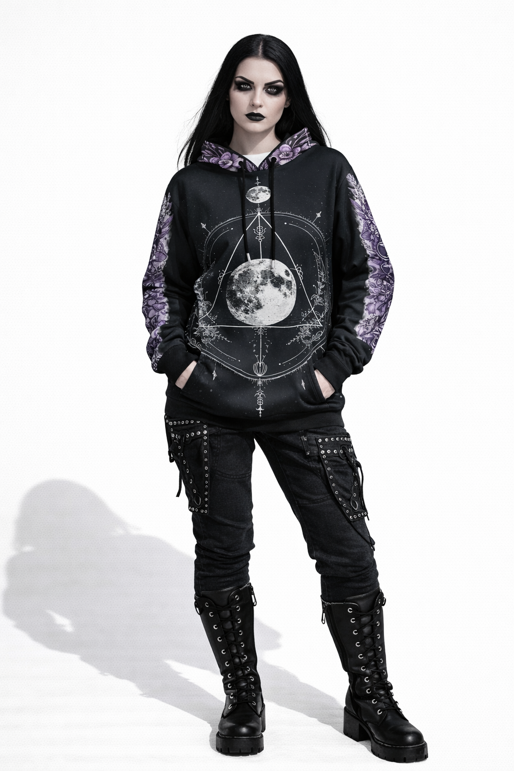 Wickanisches Ritual-Sweatshirt Sacred Moon – 100% Premium-Baumwolle | Okkulte Geometrie & Mondmagie