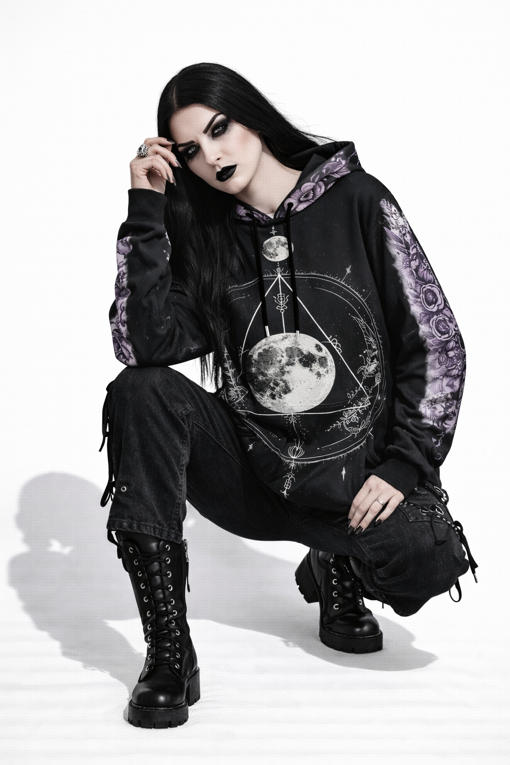 Wickanisches Ritual-Sweatshirt Sacred Moon – 100% Premium-Baumwolle | Okkulte Geometrie & Mondmagie