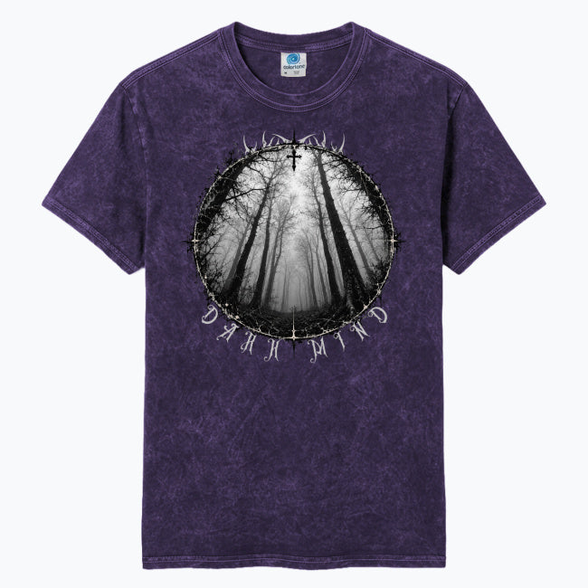 Gothic T-Shirt Unisex im Washed-Look – DARK MIND NIGHT FOREST | 100 % Baumwolle