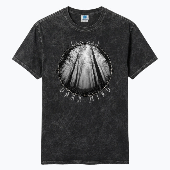 Gothic T-Shirt Unisex im Washed-Look – DARK MIND NIGHT FOREST | 100 % Baumwolle