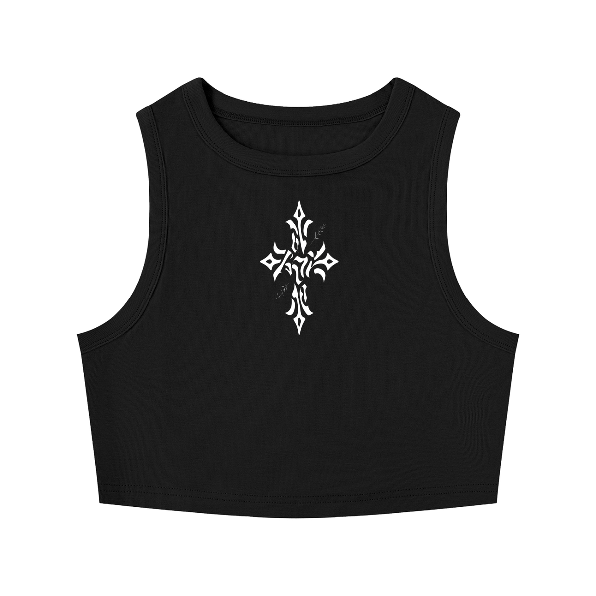 Gotisches Crop-Top Kreuz Sacral | Gotisches ärmelloses Crop-Top | Dark Essential